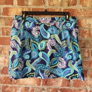 Lands End Navy Paisley Quick Dry Hiking Outdoor Skort